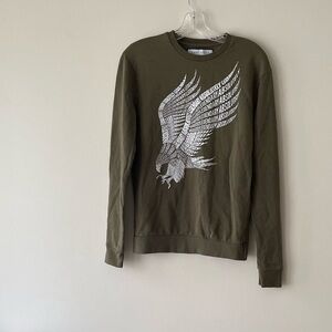 Zara Pulse Green Unisex Crewneck Sweatshirt With Eagle Print Size S